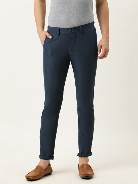 

PETER ENGLAND UNIVERSITY Men Blue Slim Fit Trousers