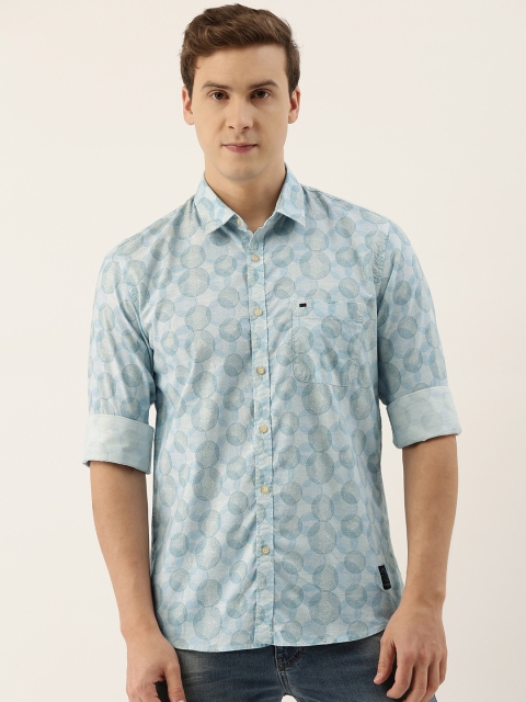 

Peter England Casuals Men Blue & White Slim Fit Printed Casual Shirt