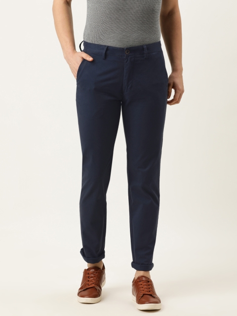 

Peter England Casuals Men Navy Blue Super Slim Fit Trousers