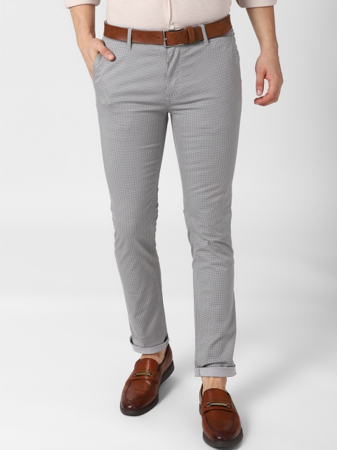 

Peter England Casuals Men Grey Houndstooth Print Slim Fit Trousers