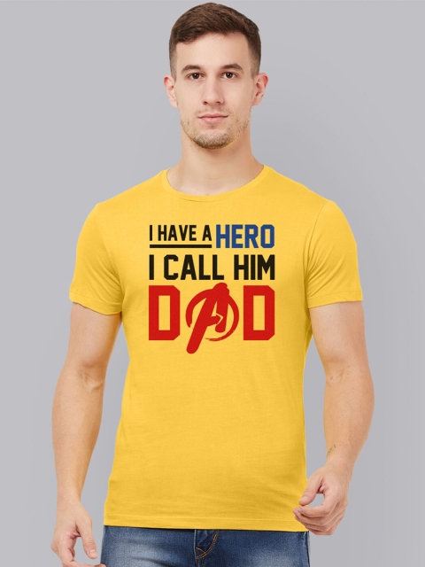 

Free Authority Men Yellow Avengers Featured Typography Printed T-shirt