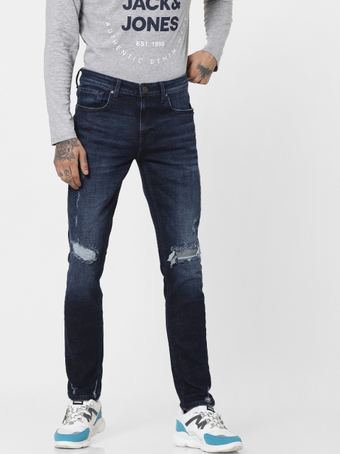 

Jack & Jones Men Blue Glenn Slim Fit Highly Distressed Light Fade Stretchable Jeans