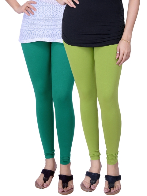

LYRA Pack of 2 Green Ankle-Length Leggings