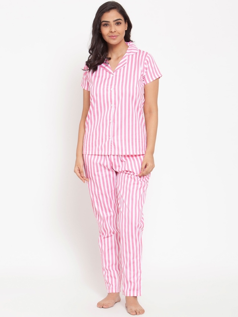 

Boston Club Women Pink & White Striped Night suit