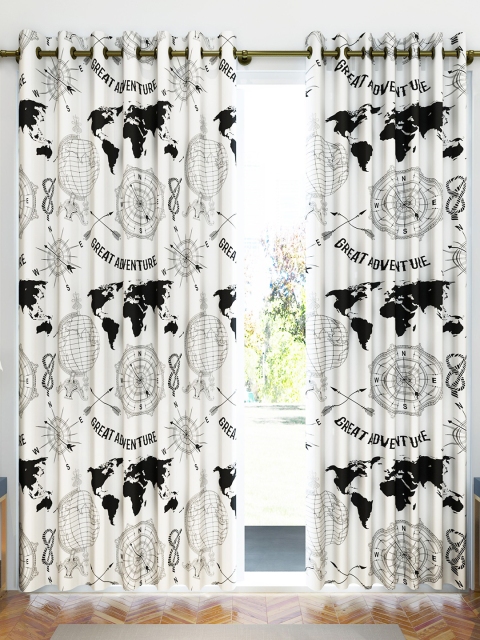 

Divine Casa White & Black Set of 2 Sheer Door Curtain