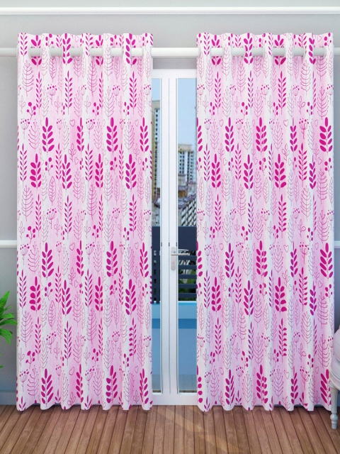 

Divine Casa Pink & White Set of 2 Floral Door Curtain