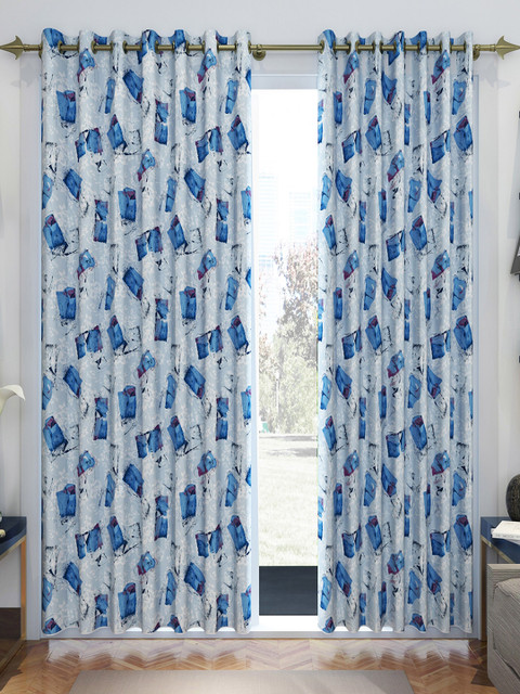 

Divine Casa Blue Set of 2 Sheer Door Curtain