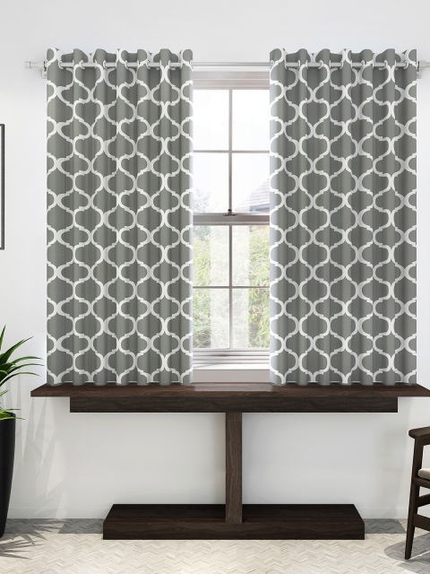 

Divine Casa Grey & White Set of 2 Ethnic Motifs Window Curtain