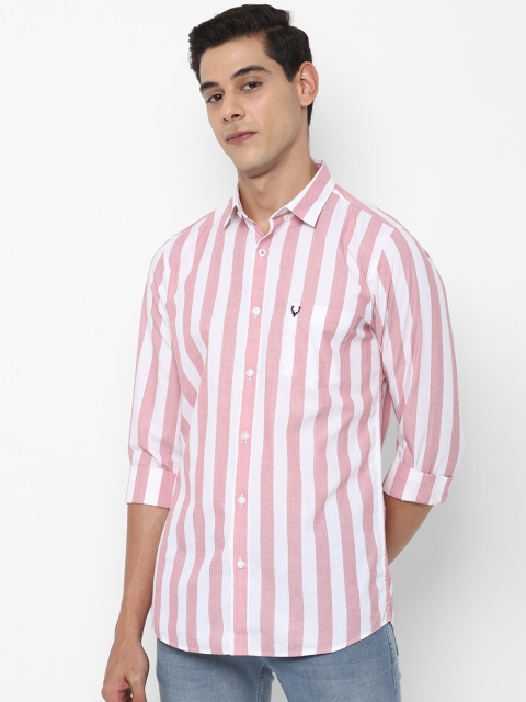 

Allen Solly Men Pink Slim Fit Striped Casual Shirt