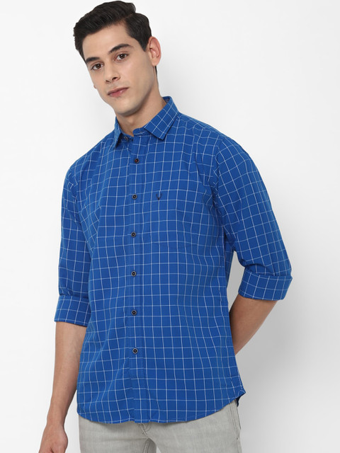

Allen Solly Men Blue Slim Fit Windowpane Checks Checked Casual Shirt