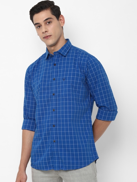 

Allen Solly Men Blue Slim Fit Grid Tattersall Checks Casual Shirt