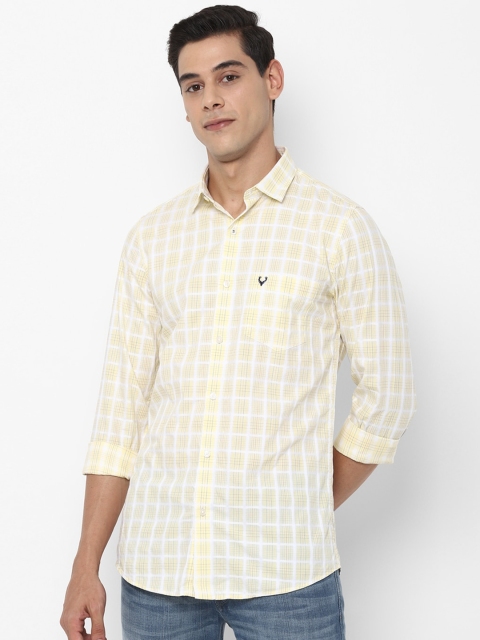 

Allen Solly Men Yellow & White Pure Cotton Slim Fit Checked Casual Shirt