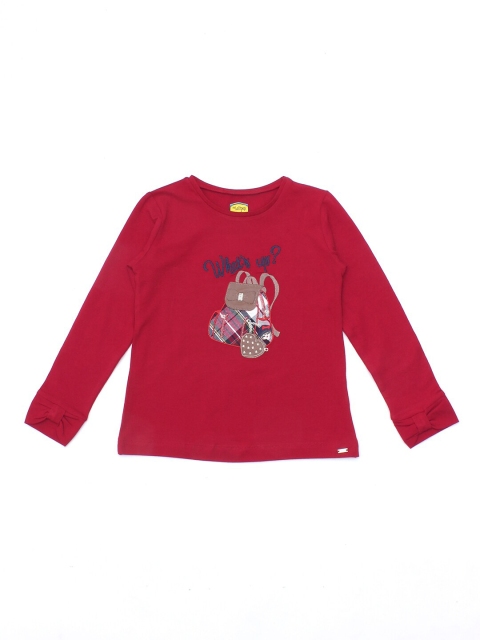 

Lil Lollipop Girls Maroon Embroidered Pure Cotton Regular Top
