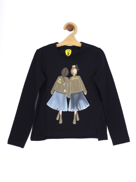 

Lil Lollipop Girls Navy Blue Printed Top