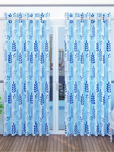 

Divine Casa Turquoise Blue Set of 2 Floral Door Curtain