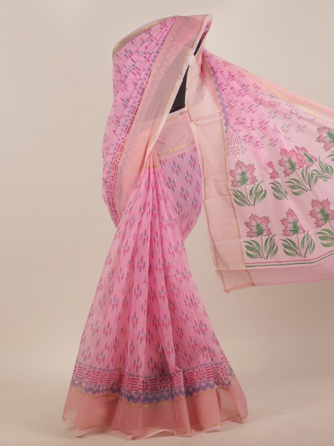 

Pothys Pink & Blue Printed Saree