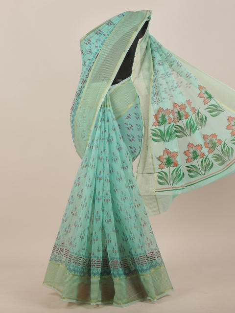

Pothys Sea Green Ethnic Motifs Cotton Blend Saree