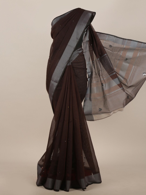 

Pothys Brown Mirror Work Saree