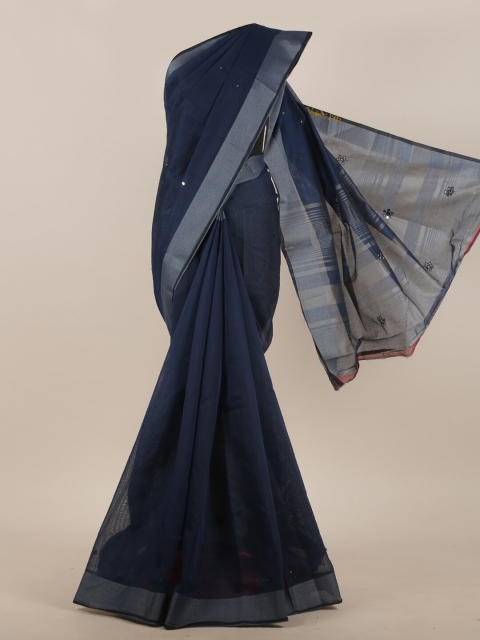 

Pothys Blue Cotton Blend Saree