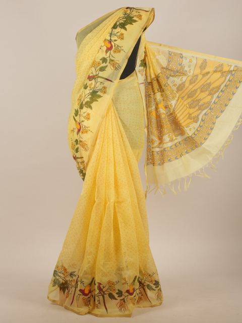 

Pothys Yellow & Green Zari Saree
