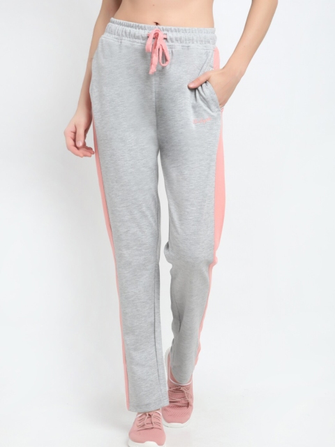 

Club York Women Grey Melange Solid Cotton Straight-Fit Track Pants