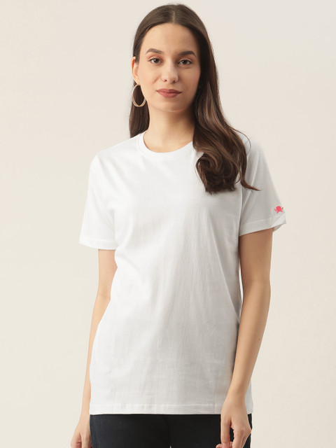 

PRINTOCTOPUS Women White Pure Cotton T-shirt