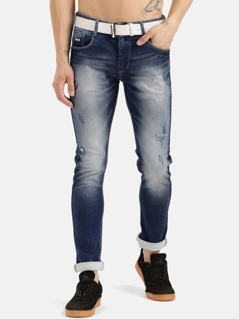 

V2 Value & Variety Men Blue Mildly Distressed Heavy Fade Jeans