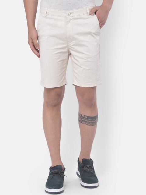 

COBB Men Beige Slim Fit Mid-Rise Chino Shorts