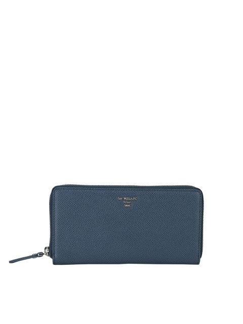 

Da Milano Women Blue Textured Leather Zip Around Wallet