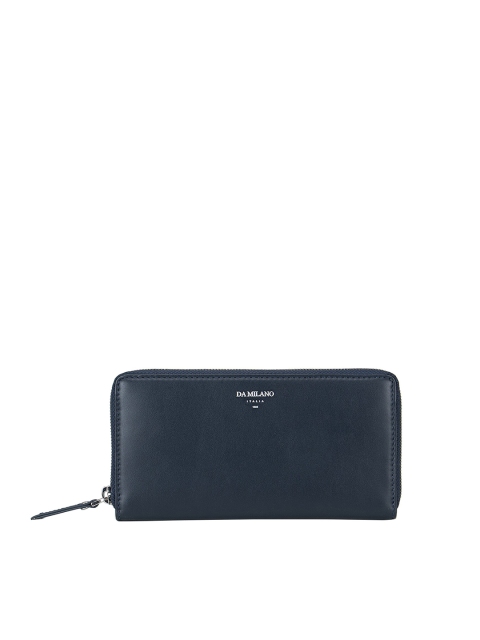 

Da Milano Women Blue 2 Solid Zip Detail Leather Zip Around Wallet