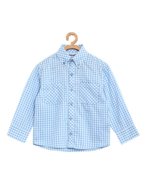 

KIDKLO Boys Blue Gingham Checks Checked Casual Shirt