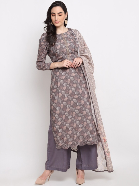

Stylee LIFESTYLE Grey Printed Pure Muslin Unstitched Dress Material