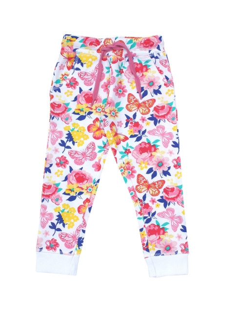 

Lil Lollipop Infant Kids White & Pink Printed Pure Cotton Joggers