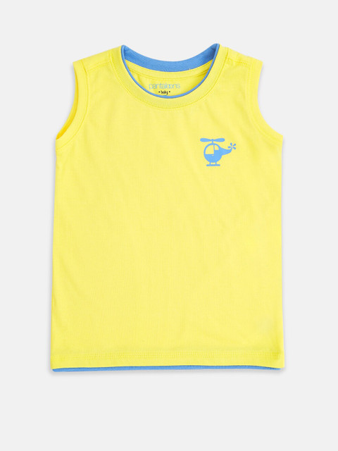 

Pantaloons Baby Boys Yellow Pure Cotton Solid Pure Cotton T-shirt