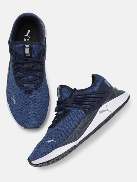 

Puma Unisex Navy Blue Woven Design Pacer Future Knit Trainer Sneakers