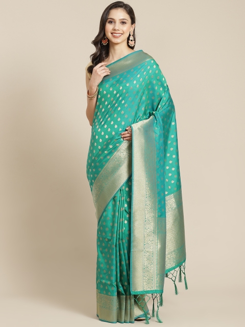 

Mitera Green & Golden Woven Design Zari Banarasi Saree
