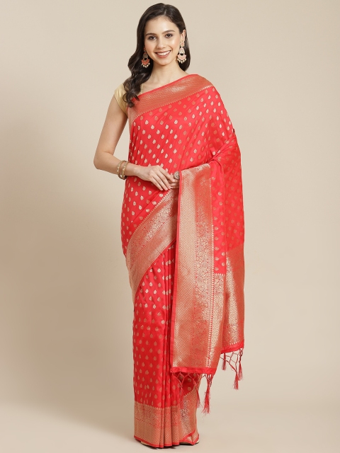 

Mitera Red & Golden Zari Woven Design Banarasi Silk Saree