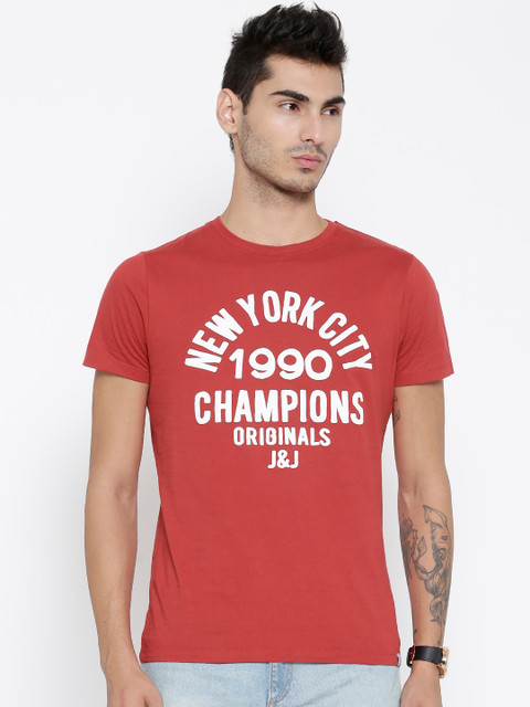 

Jack & Jones Men Red Printed Round Neck T-shirt