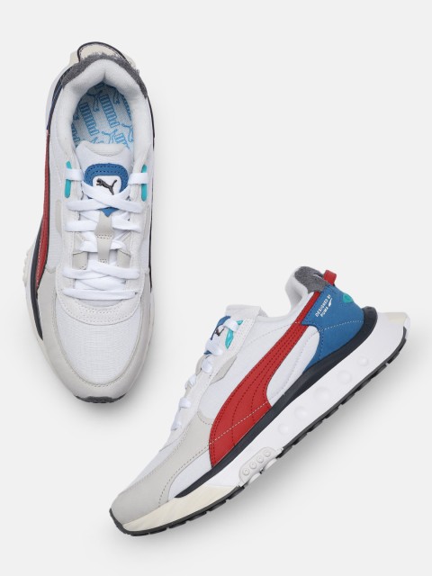 

Puma Unisex White & Red Wild Rider Layers Sneakers