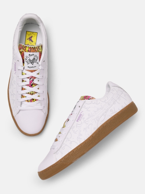 

Puma Unisex White Textured BRITTO Basket Trainer Sneakers