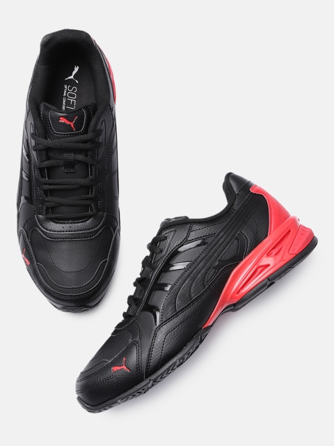 

Puma Unisex Black & Red Respin SL Textured Trainers