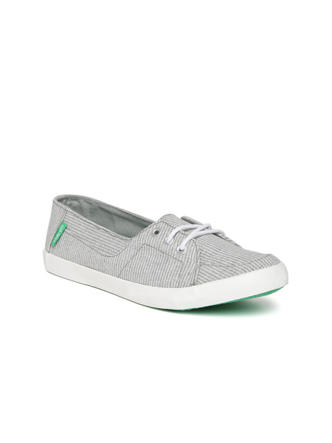 

Boltio Women Grey & White Striped Regular Sneakers