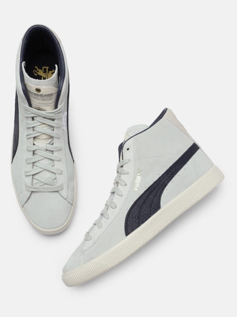 

Puma Boys White & Navy Blue Rudolf Dassler Legacy Suede Mid VTG Laundry Trainers