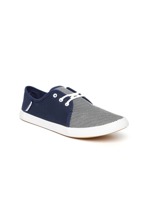 

Boltio Women Navy Striped Regular Sneakers, Navy blue