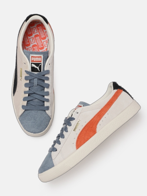 

Puma Unisex Off White & Grey Colourblocked Suede Vintage Sneakers
