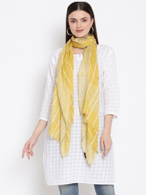 

SHINGORA Women Yellow & White Striped Stole
