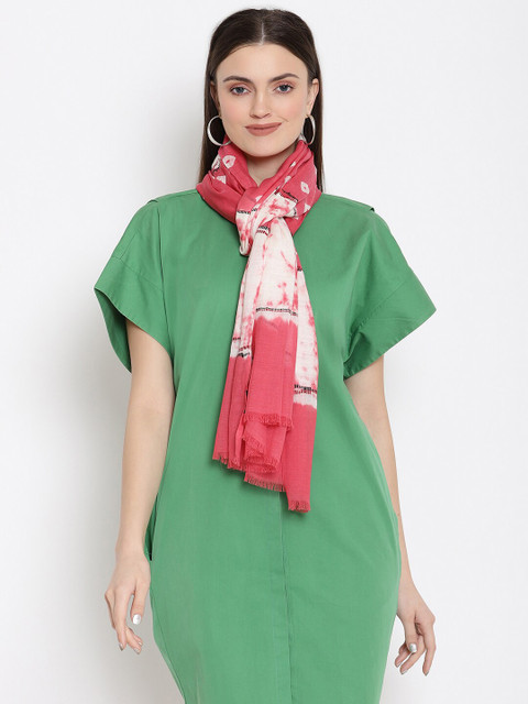 

SHINGORA Women Pink & White Woven Design Stole