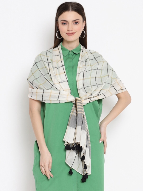 

SHINGORA Women Off White & White Checked Stole