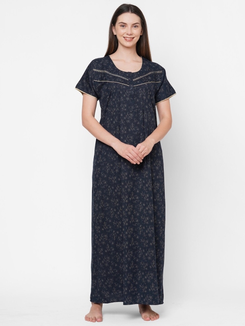 

Sweet Dreams Navy Blue Printed Maxi Nightdress