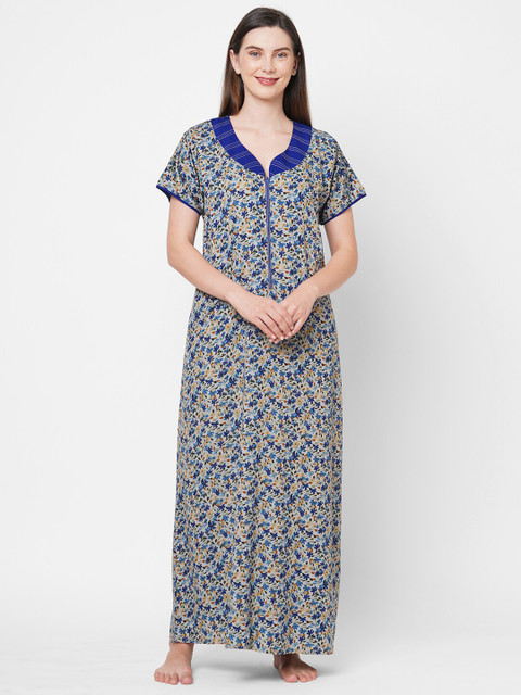 

Sweet Dreams Blue Printed Maxi Nightdress OCW-2126 BLUE